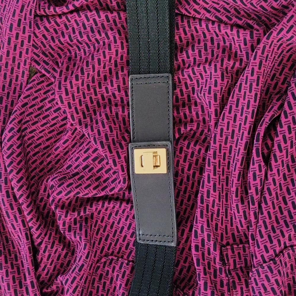 Tory Burch Purple Midi Shirt Dress with Black Belt - Size XS - Picture 9 of 15